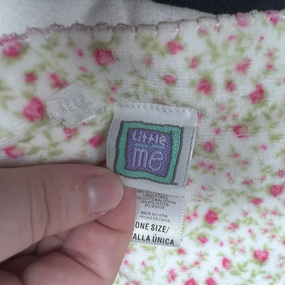 Little‎ Me Floral Blanket Reversible Velour Bow White Pink Receiving Lovey Throw